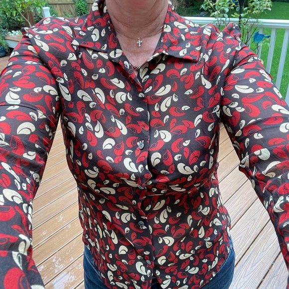 Vintage Limited Silk Blouse Sz M Semi Sheer Retro Y2K Mod - Picture 5 of 10